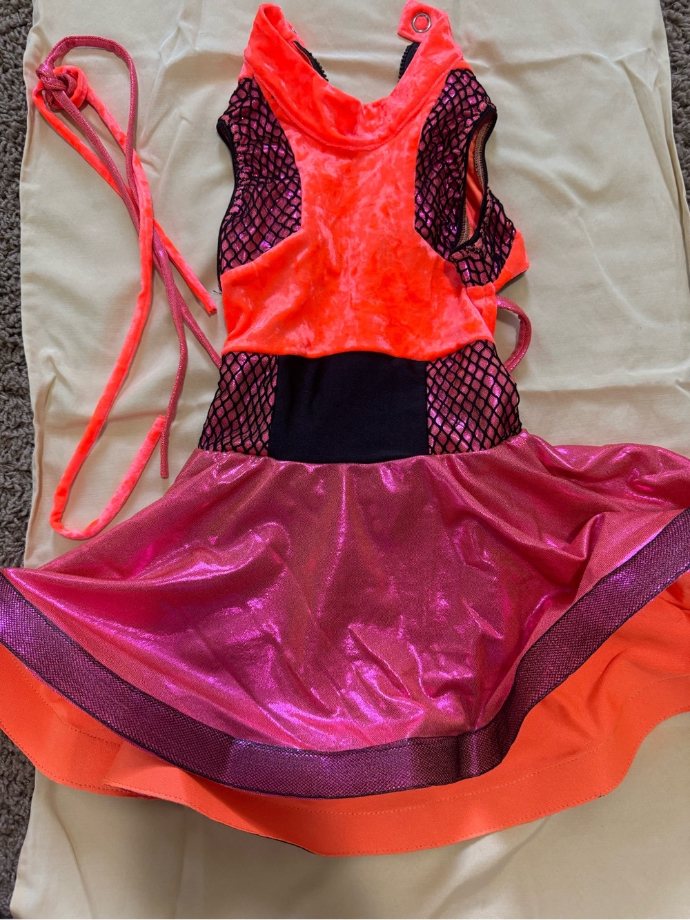 Girls Neon Pink & Orange Dance Costume Dress
